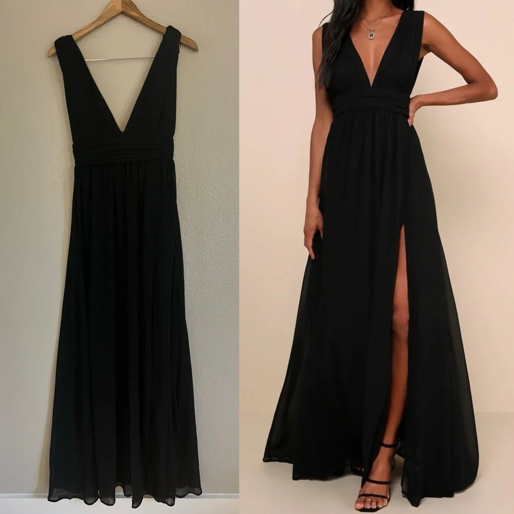 julia crepe maxi bridesmaid dress Size:110(3-4T) Color_Charcoal Champagne Bridesmaid Sell Back even with the same